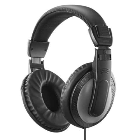 Hama (Shell II) Headphones, 3.5mm Jack (6.35mm Adapter), 40mm Drivers, 2m Cable, Padded Headband, Black/Dark Grey