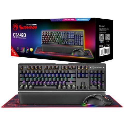 Marvo Scorpion CM420-UK 3-in-1 RGB Mechanical Keyboard, Mouse and Mouse Pad Gaming Bundle