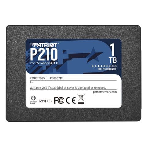 Patriot P210 (P210S1TB25) 1TB 2.5 Inch SSD, Sata 3 Interface, Read 520MB/s, Write 430MB/s, 3 Year Warranty