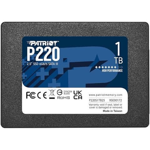 Patriot P210 (P220S1TB25) 1TB 2.5 Inch SSD, Sata 3 Interface, Read 520MB/s, Write 430MB/s, 3 Year Warranty