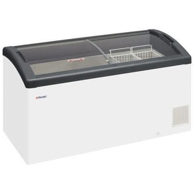 Elcold FOCUS 151 GREY Sliding Curved Glass Lid Chest Freezer