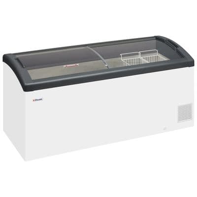 Elcold FOCUS 171 GREY Sliding Curved Glass Lid Chest Freezer