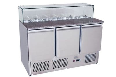 Ice-A-Cool ICE3864GR 360ltr 3 Door Marble Top Saladette Counter