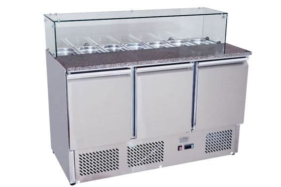 Ice-A-Cool ICE3864GR 360ltr 3 Door Marble Top Saladette Counter - Wechillit.com