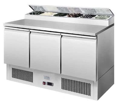 Ice-A-Cool ICE3869GR 3 Door Refrigerated Saladette Prep Counter 380 Litres