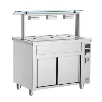 Inomak Gastronorm Bain Marie with Double Sneeze Guard MRV711