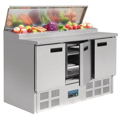 Polar G605 3 Door Pizza  Prep Counter Fridge