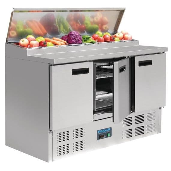 Polar G605 3 Door Pizza  Prep Counter Fridge - Wechillit