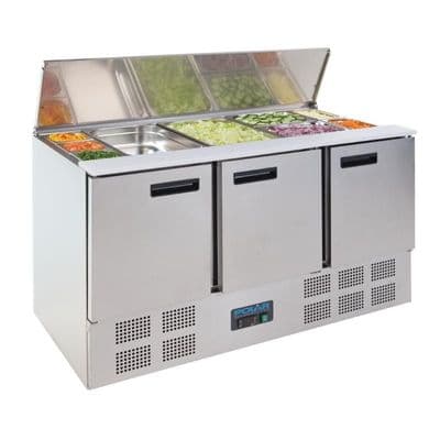 Polar G607 3 Door Saladette Counter Fridge