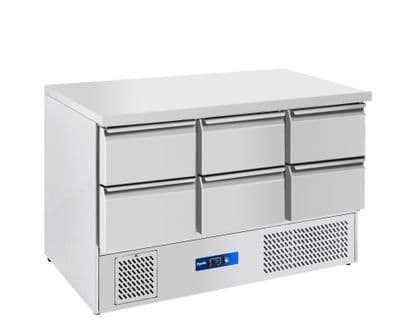 Prodis EC-6DSS 6 Drawer Compact Saladette Counter, Flat Top