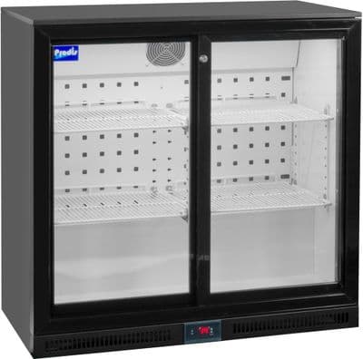 Prodis NT2BS-LE Double Sliding Door Black Bottle Cooler
