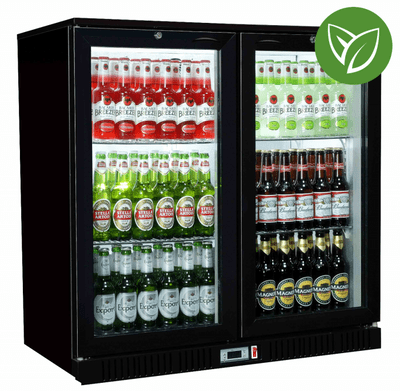 Sterling Pro Green SP2HC-BS Black Sliding Double Door Bottle Cooler 192 Ltrs / 180 Bottles