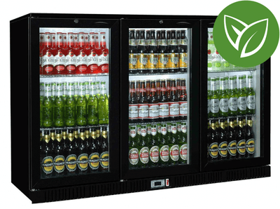 Sterling Pro Green SP3HC-BS Black Triple Door Sliding Bottle Cooler 300 Ltrs / 274 Bottles