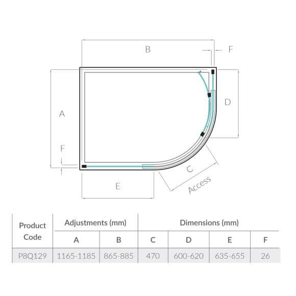 Kudos Pinnacle 8 1200mm Offset Quadrant Shower Enclosure