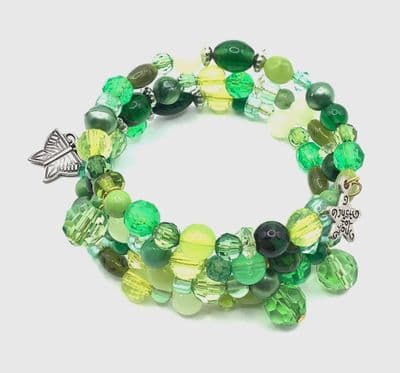 3½ Ring Memory Bracelet Green  MEM0006