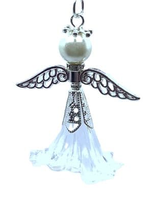 Angel of Hope Keyring Trans. White 4½