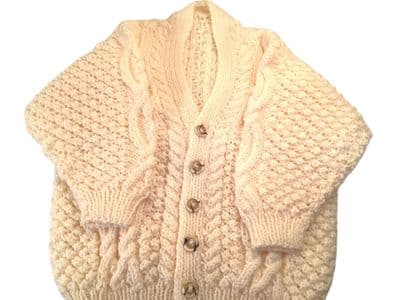 Aran Knitted Cardigan Cream 1/2 yrs.   BABCH0013