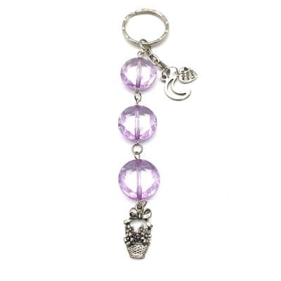 Bag Charm S/P with Flower Basket & Moon Charm Pink 5