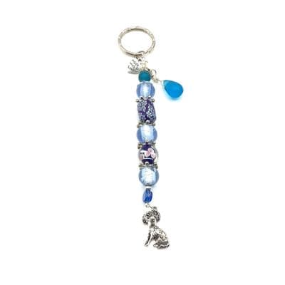 Bag Charm with Glass Beads, Drop Blue & Dog Charm 5
