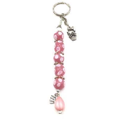Bag Charm with S/P Flower Basket Charm Pink 6