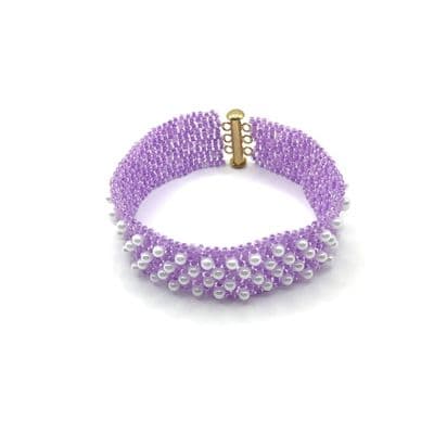 BUBBLE Lilac Glass Pearl Hand Beaded Bracelet  BRA0002