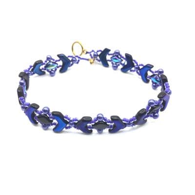 BYWAY Blue Hand Beaded Chevron/GemDuo Bracelet  BRA0004