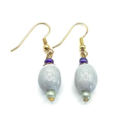 Ceramic Light Coloured Bead G/P Earrings  EAR0006