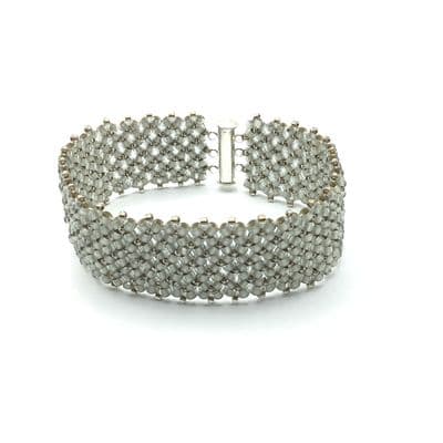 CHENILLE Stitch Grey Hand Beaded Bracelet  BRA0007