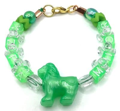 Childs ALPHABET Bead Bracelet GREEN LION 6