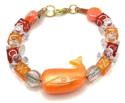Childs ALPHABET Bead Bracelet ORANGE WHALE 6