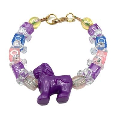 Childs ALPHABET Bead Bracelet PURPLE LION 5½