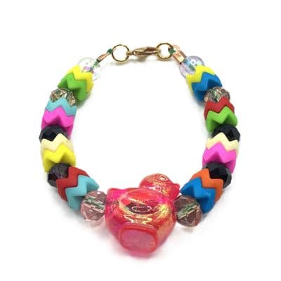 Childs ZigZag & Glass Bead Bracelet RED BIRD 5½