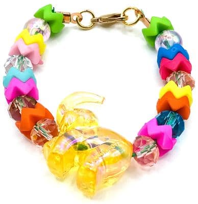Childs ZigZag & Glass Bead Bracelet YELLOW ELEPHANT 4½