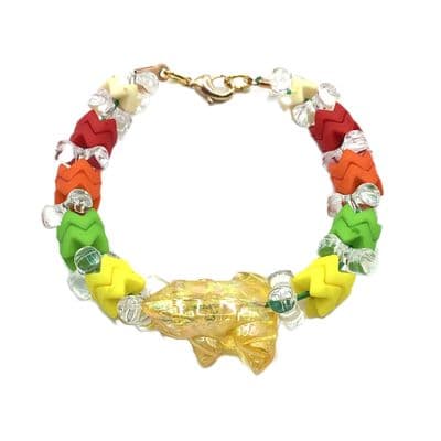 Childs ZigZag & TRI Bead Bracelet YELLOW FROG 6