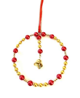 Christmas Ring Hanging Ornament Red with Bell Charm  SEA0045
