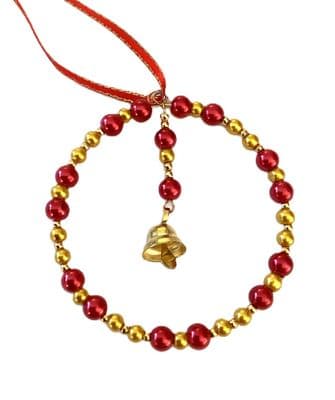Christmas Ring Hanging Ornament Red with Bell Charm,SEA0046