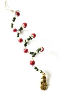 Christmas SPIRAL Hanging Ornament with Snowman Charm 5