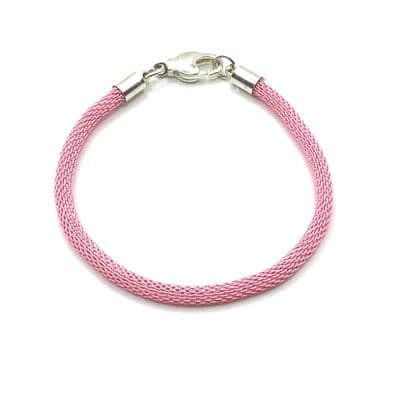 Corded Mesh Bracelet Pink  7½