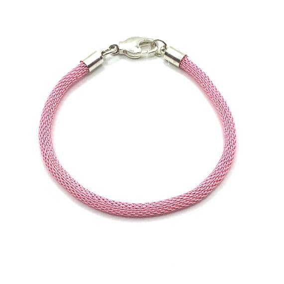 Corded Mesh Bracelet Pink  7½