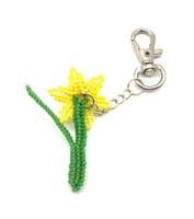 Daffodil Delica Beaded Keyring  3½
