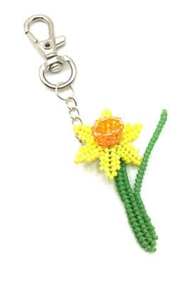 Daffodil Delica Beaded Keyring  3½