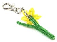 Daffodil Yellow Delica Beaded Keyring 3½