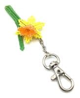 Daffodil Yellow Delica Beaded Keyring 3½