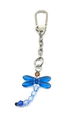 Dainty Dragonfly Blue Keyring 3½