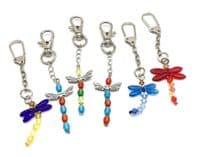 Dainty Dragonfly Multi Coloured with Red Wings Keyring 3½