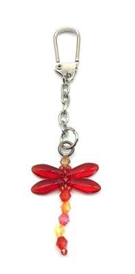 Dainty Dragonfly Multi Coloured with Red Wings Keyring 3½