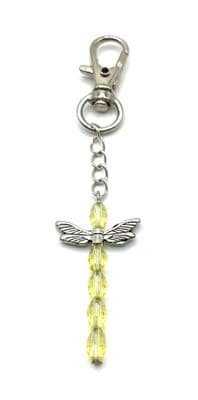 Dainty Dragonfly Yellow with S/P Wings Keyring 3½