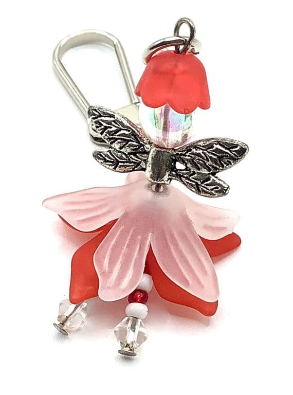 Dainty Fairy White & Red Keyring 4