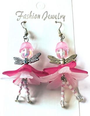 Daisy Fairy Earrings Pink/White 1¾in SEA0095
