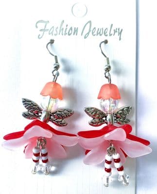 Daisy Fairy Earrings Red/White 1¾